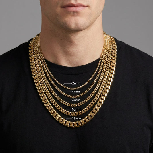 CADENA CUBANA ORO LAMINADO 18K
