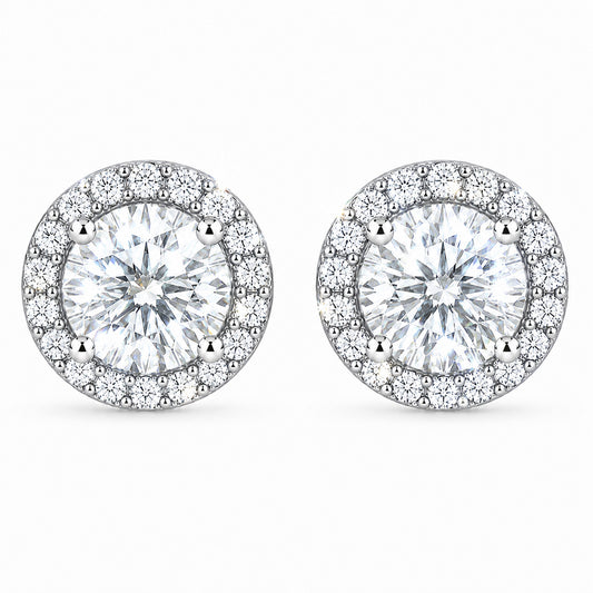 Aros Redondos VVS Moissanita 5MM Oro Laminado Blanco 18K