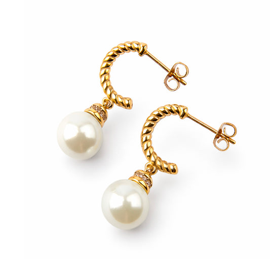 Aros espirales con perla