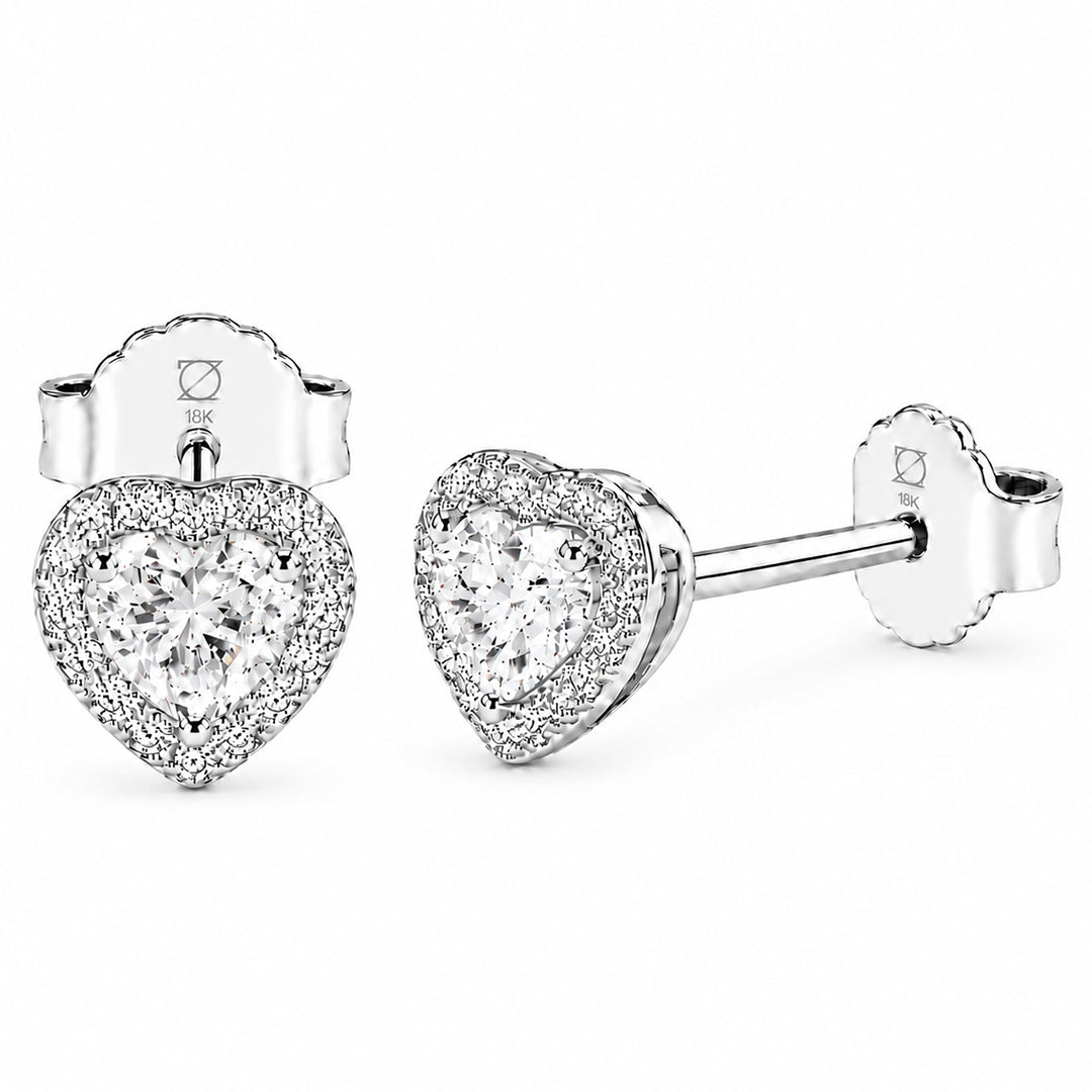 Aros Corazón VVS Moissanita 5MM Oro Laminado Blanco 18K