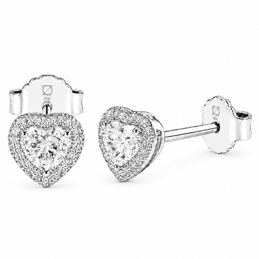 Aros Corazón VVS Moissanita 5MM Oro Laminado Blanco 18K