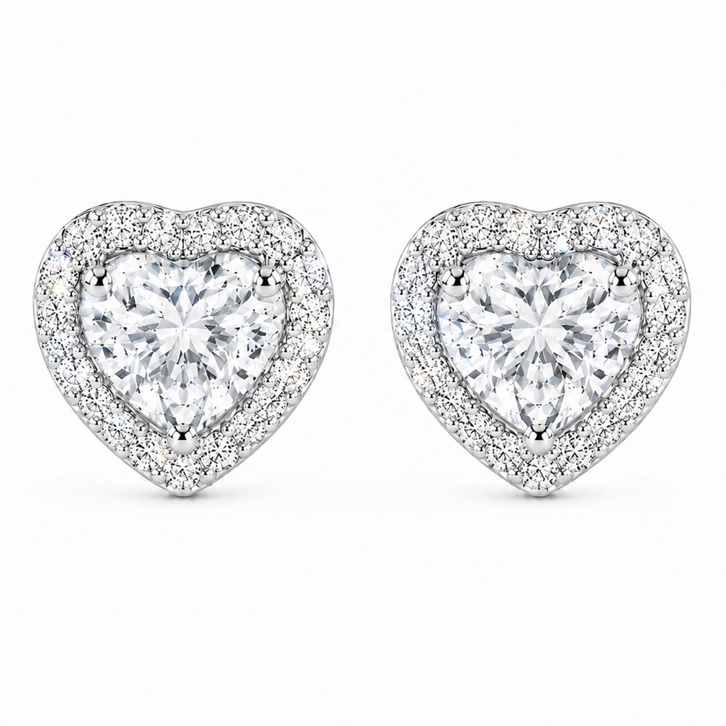 Aros Corazón VVS Moissanita 5MM Oro Laminado Blanco 18K