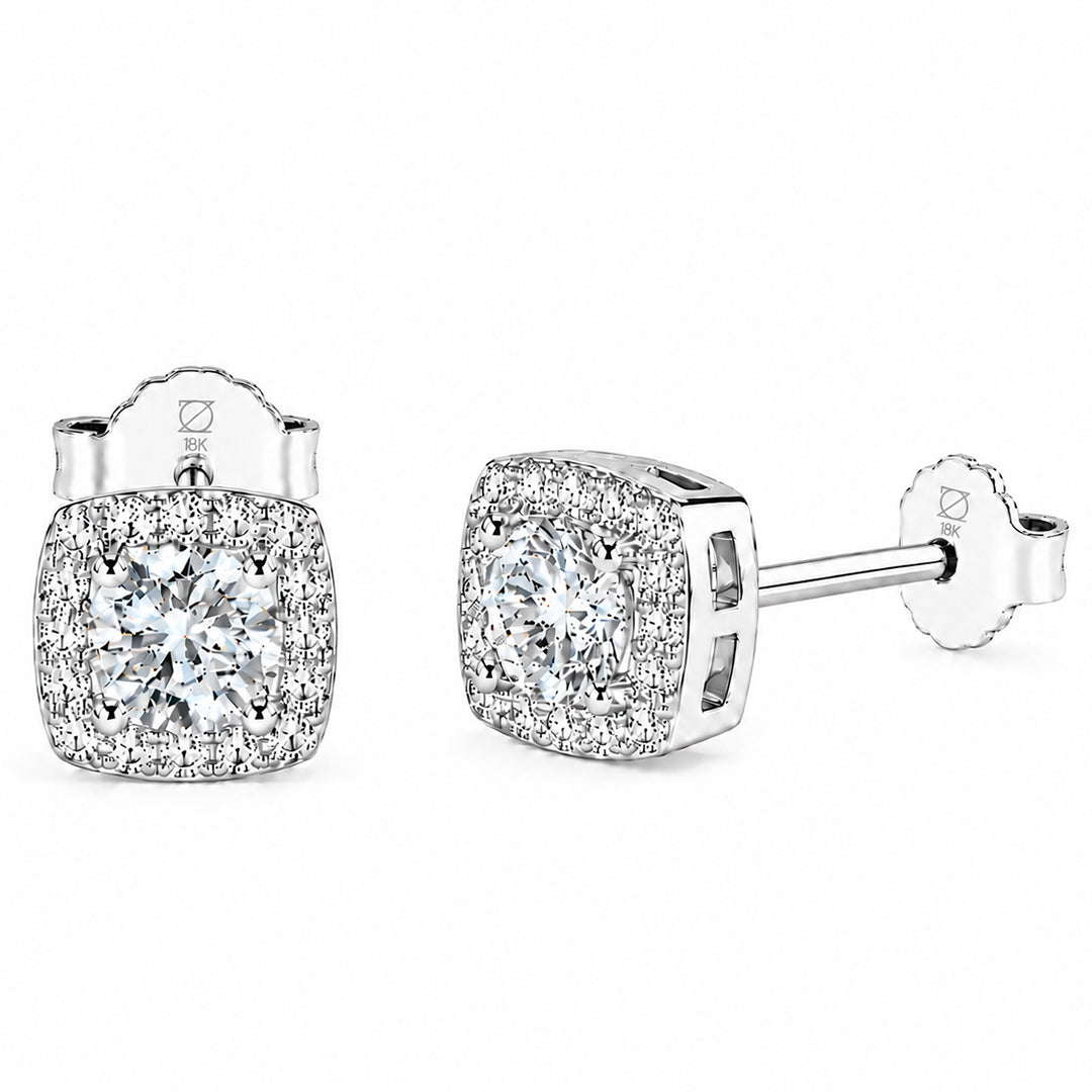 Aros Cuadrados VVS Moissanita 5MM Oro Laminado Blanco 18K