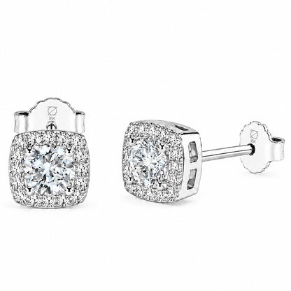 Aros Cuadrados VVS Moissanita 5MM Oro Laminado Blanco 18K