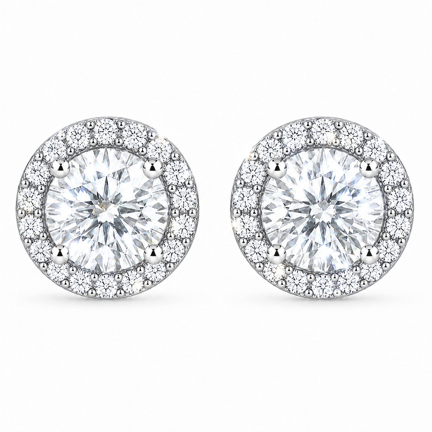 Aros Redondos VVS Moissanita 5MM Oro Laminado Blanco 18K
