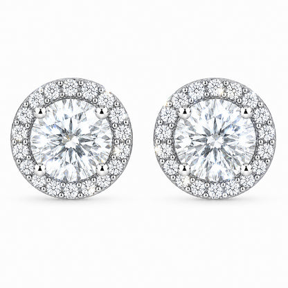 Aros Redondos VVS Moissanita 5MM Oro Laminado Blanco 18K