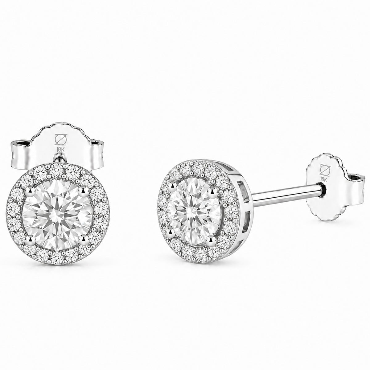 Aros Redondos VVS Moissanita 5MM Oro Laminado Blanco 18K