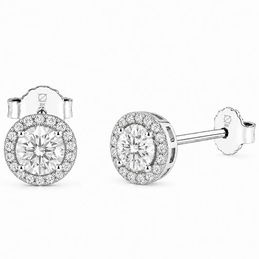 Aros Redondos VVS Moissanita 5MM Oro Laminado Blanco 18K