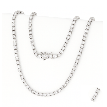 Cadena tennis oro blanco laminado con diamantes moissanita