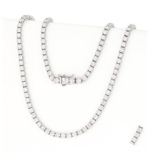 Cadena tennis oro blanco laminado con diamantes moissanita