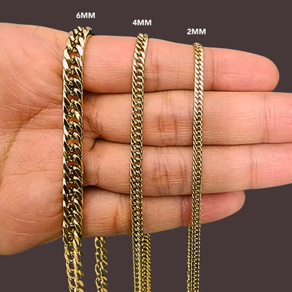 CADENA CUBANA DOBLE ORO LAMINADO 18K