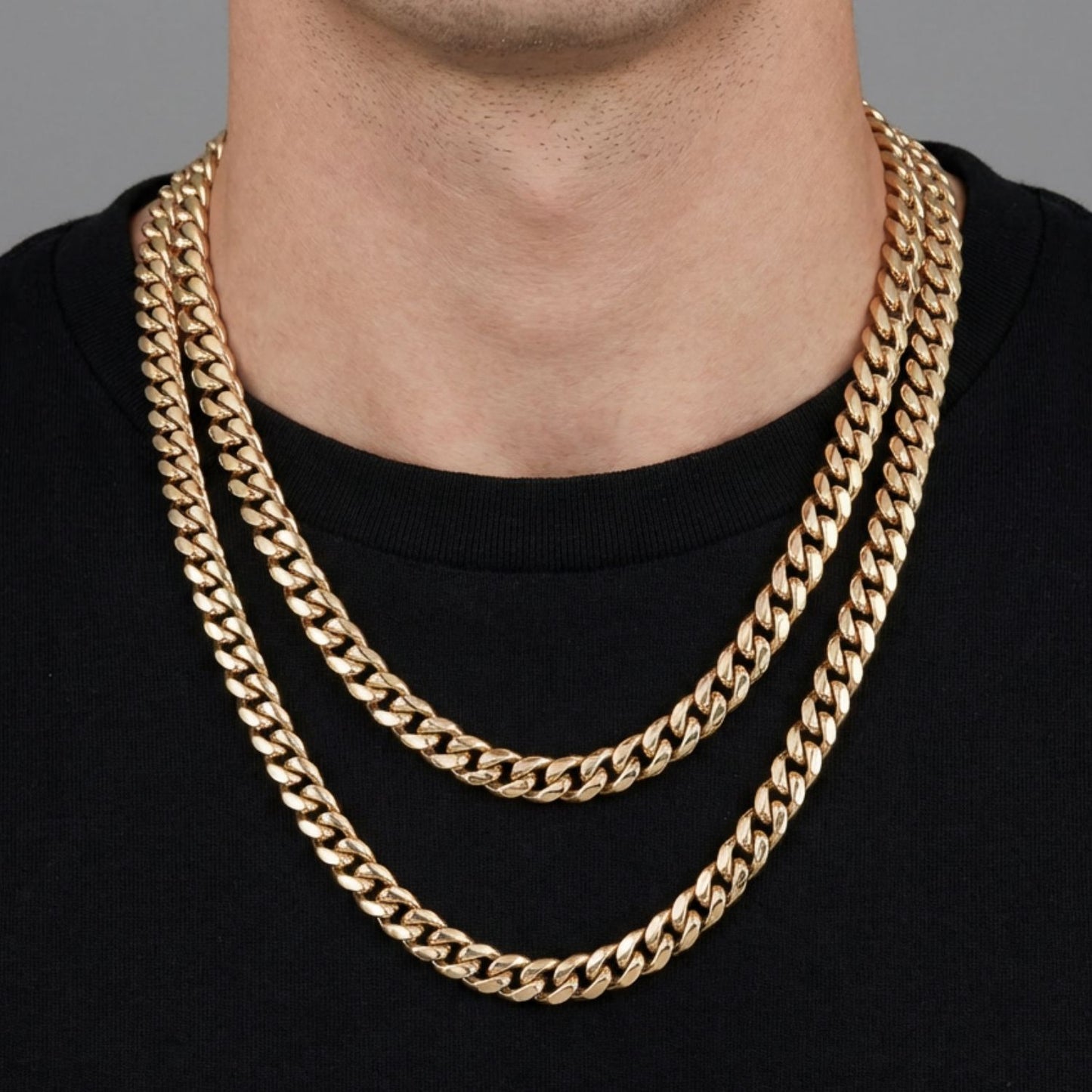 CADENA CUBANA ORO LAMINADO 18K