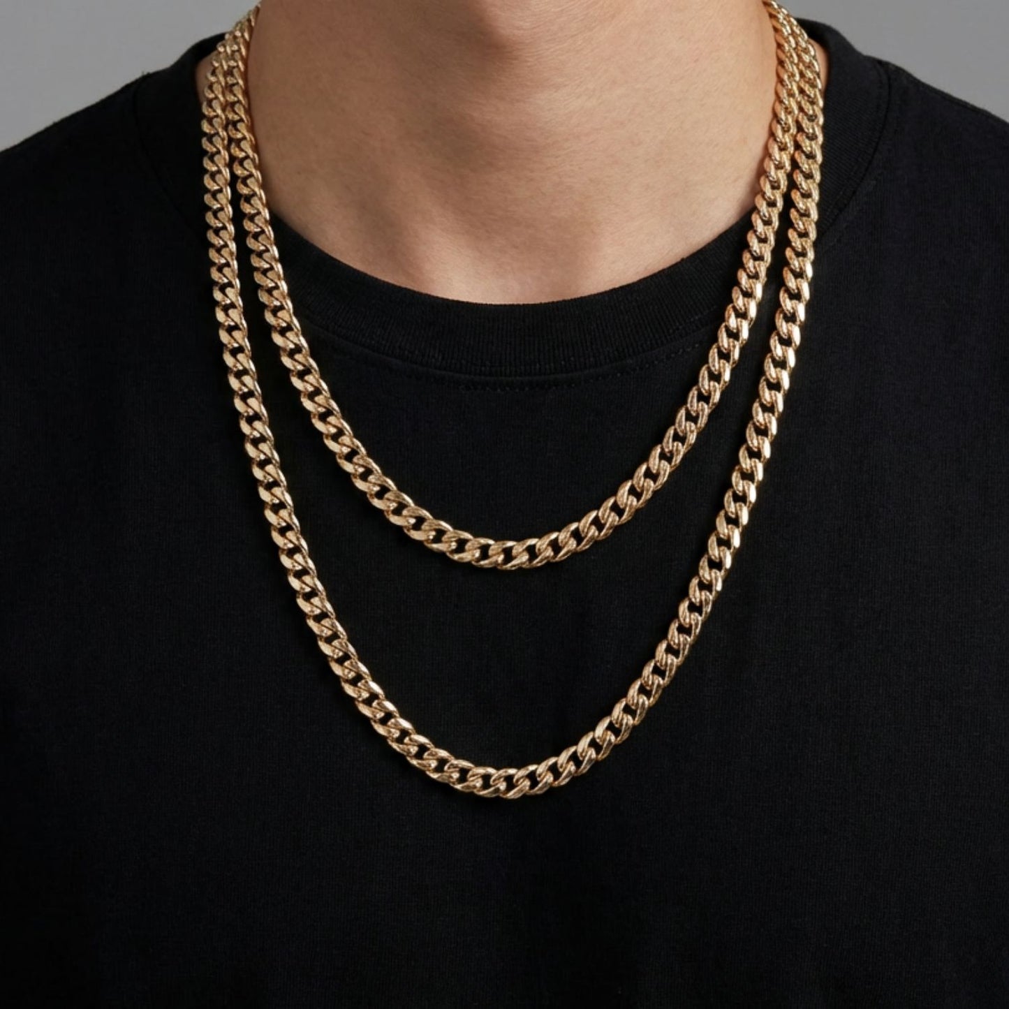 CADENA CUBANA ORO LAMINADO 18K