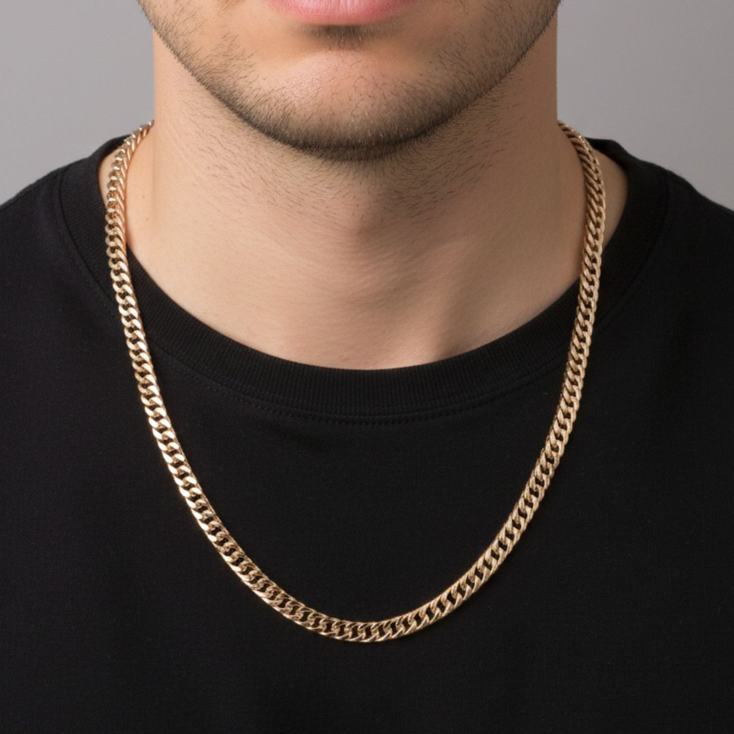 CADENA CUBANA DOBLE ORO LAMINADO 18K