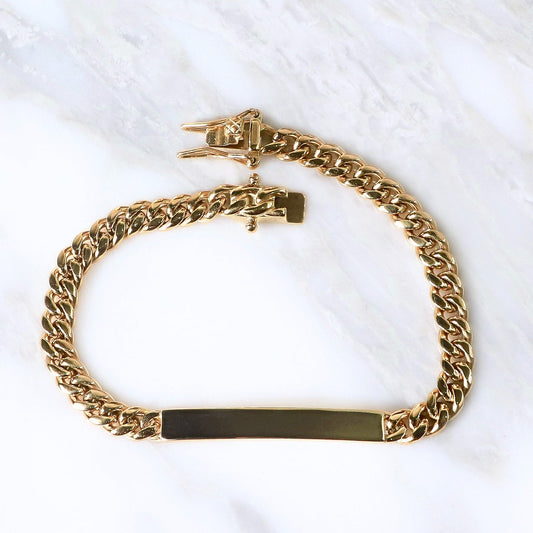 PULSERA CUBANA + PLACA ORO LAMINADO 18K
