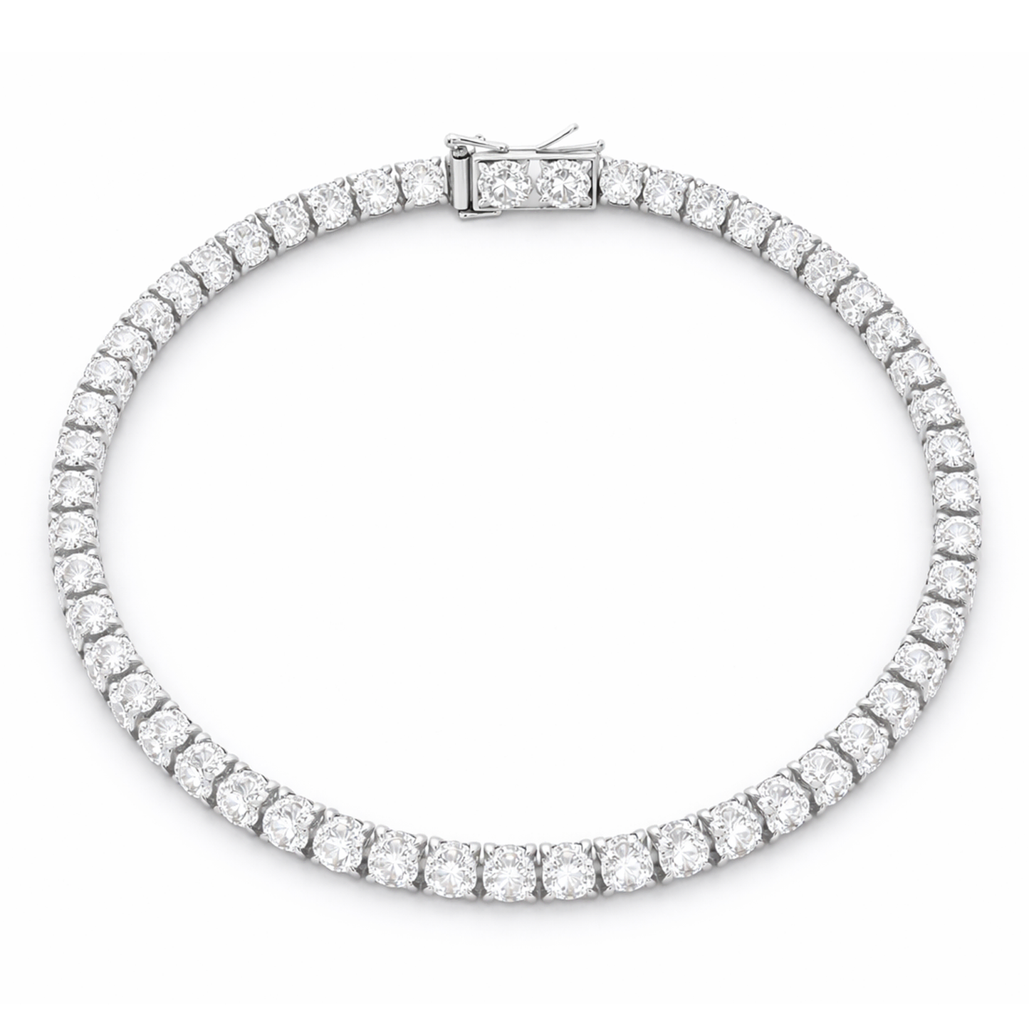 Pulsera Tennis Base de Plata con Oro Laminado Blanco 18K y Diamantes VVS