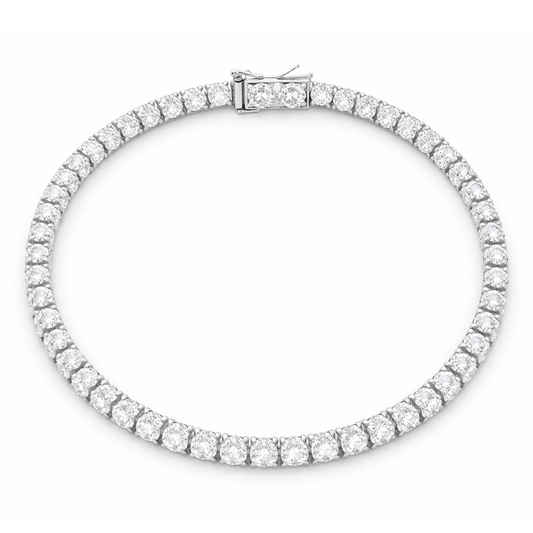 Pulsera Tennis Base de Plata con Oro Laminado Blanco 18K y Diamantes VVS