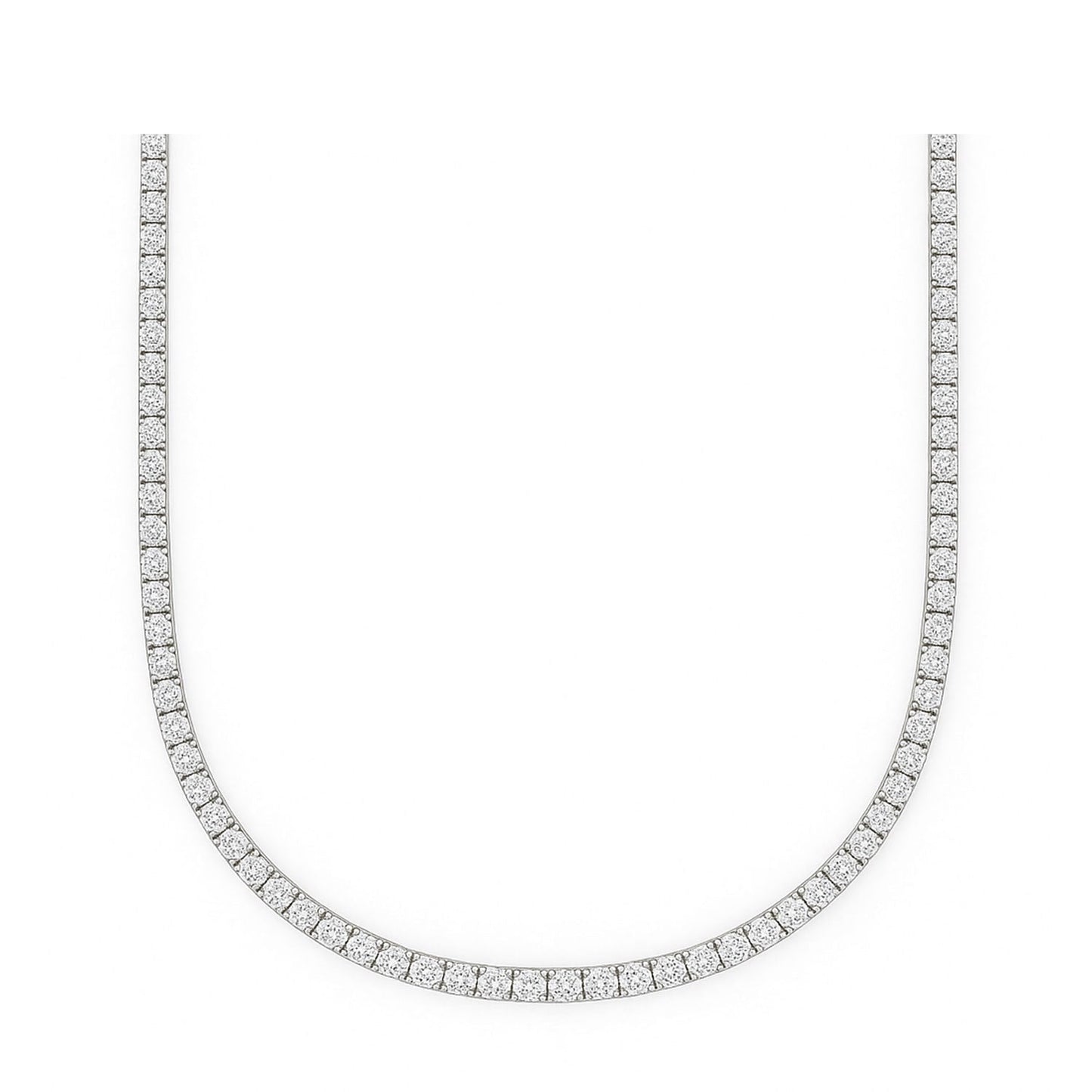 Cadena tennis oro blanco laminado con diamantes moissanita