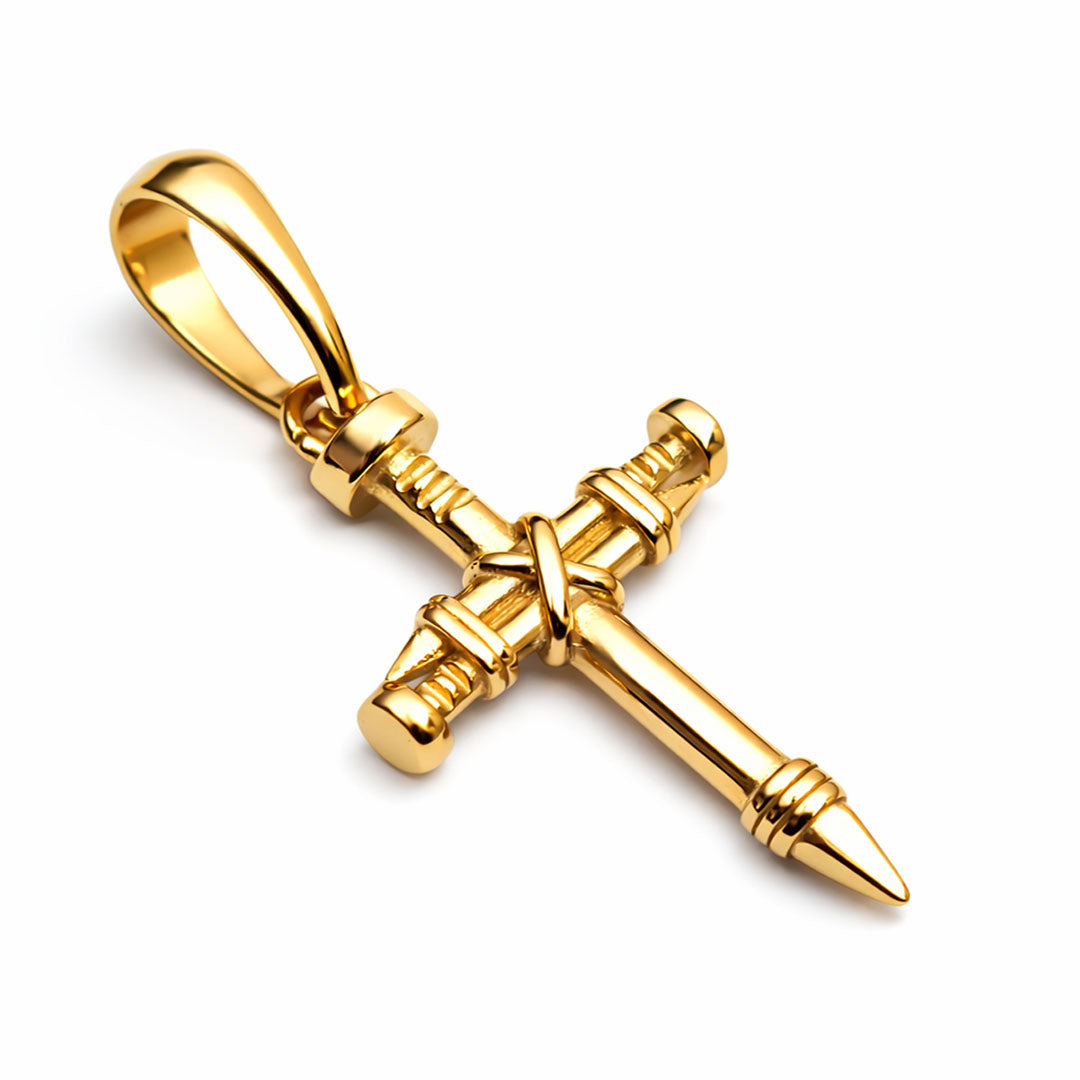 Colgante Cruz Clavos Oro Laminado 18k