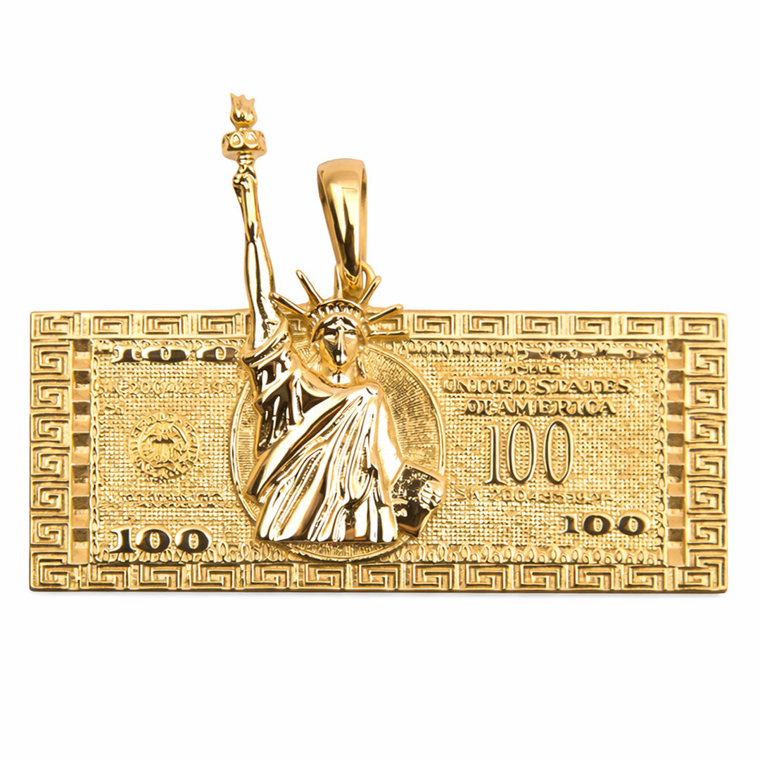 Colgante One Hundred Estatua de La Libertad Oro Laminado 18k