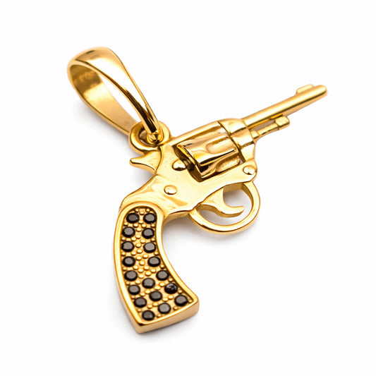 Colgante Revolver Oro Laminado 18k