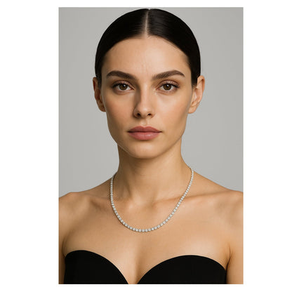 Cadena tennis oro blanco laminado con diamantes moissanita